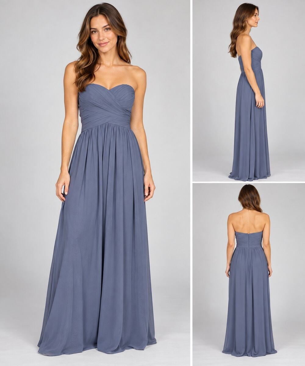 Bill Levkoff Womens Maxi Dress Gown Strapless Sweetheart Formal Gray Size 2